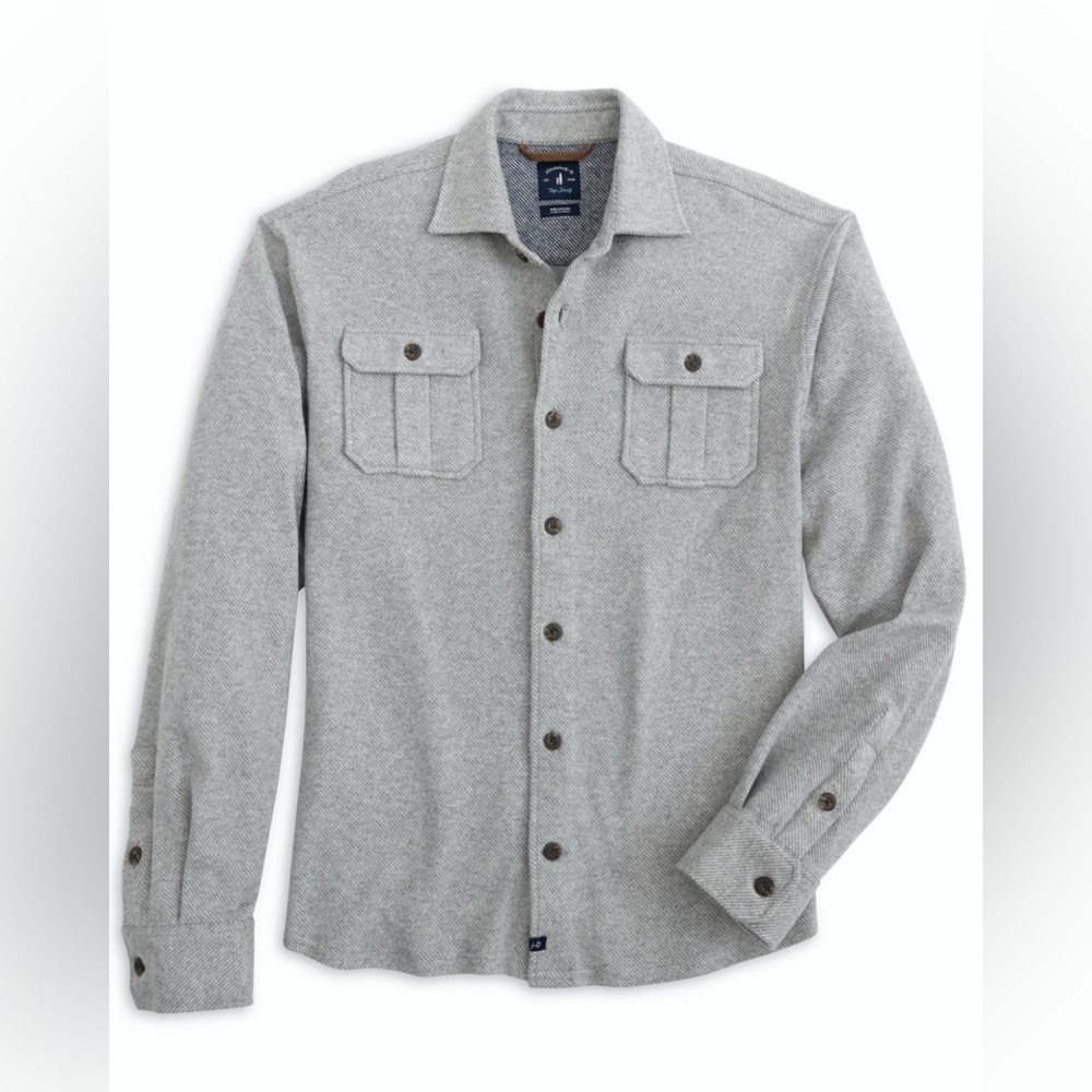 Johnnie-O mens M Medium gray top shelf stretch flannel button up shirt EUC